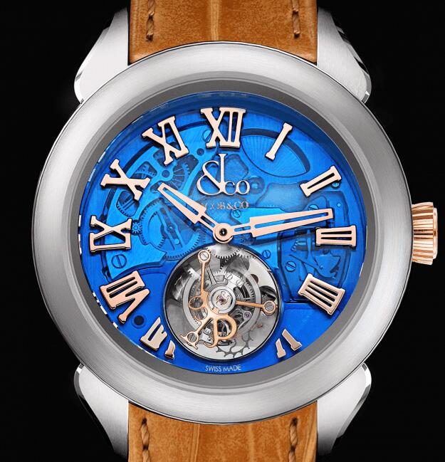 Jacob & Co PT520.24.NS.QB.A PALATIAL FLYING TOURBILLON HOURS & MINUTES TITANIUM (BLUE MINERAL CRYSTAL) Replica watch